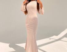 Трикотажна сукня максі з розкльошеними рукавами та відкритою спиною | PUSHKA SHOP