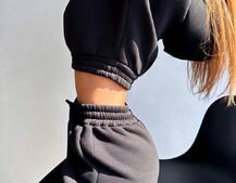 Базовий костюм на флісі з об'ємними капюшоном Базовий костюм на флісі з об'ємними капюшоном | PUSHKA SHOP