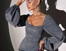 Сяючий комплект: корсет + спідниця міні з драпіруванням Сяючий комплект: корсет + спідниця міні з драпіруванням | PUSHKA SHOP