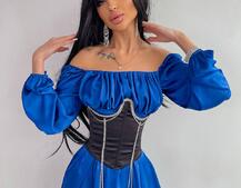 Приталена сукня з шовку  + корсет декорований стразами  Ручна робота  Приталена сукня з шовку  + корсет декорований стразами  Ручна робота  | PUSHKA SHOP