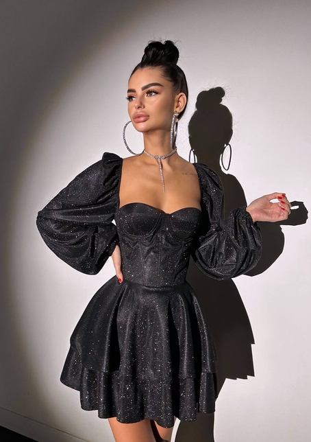 Сяюча корсетна сукня бюстьє з подвійною спідницею  | PUSHKA SHOP