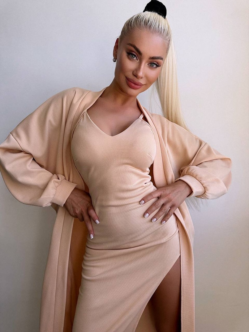 Комплект: сукня з філіжанками + кардиган максі з теплого рубчика  Комплект: сукня з філіжанками + кардиган максі з теплого рубчика  | PUSHKA SHOP