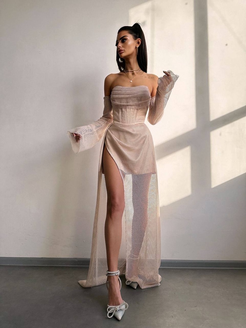 Комплект: корсет з рукавами + спідниця максі Комплект: корсет з рукавами + спідниця максі | PUSHKA SHOP