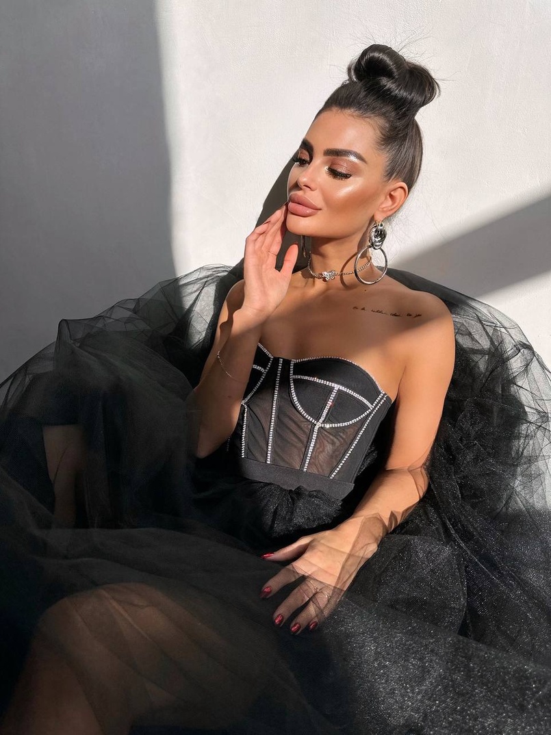 Комплект: корсет бюстьє декорований стразами + пишна спідниця максі  Ручна робота  | PUSHKA SHOP