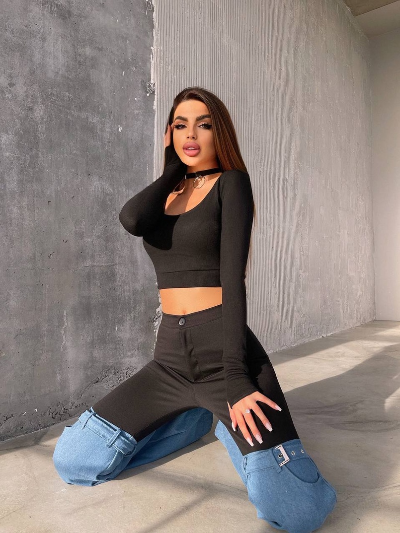 Штани-кльош  з металевими застібками   Штани-кльош  з металевими застібками   | PUSHKA SHOP