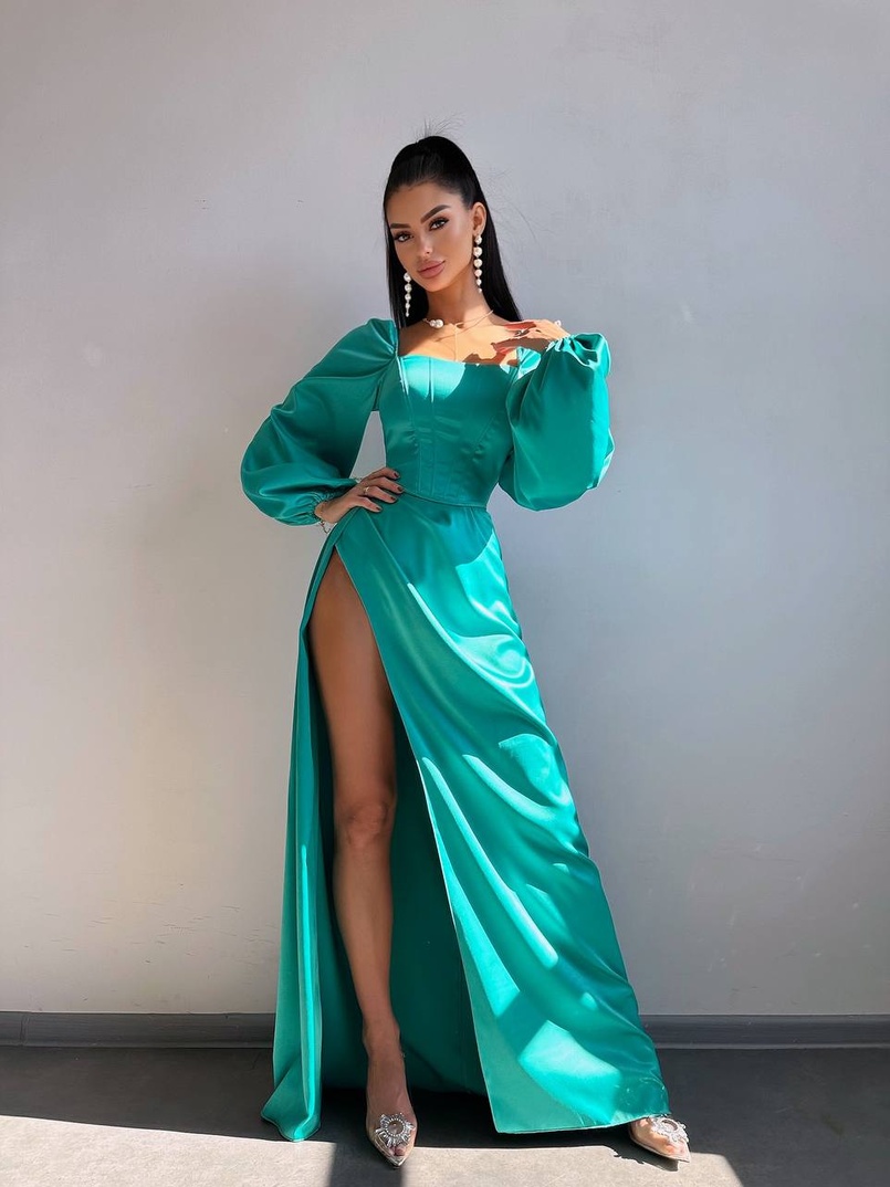 Атласний комплект: корсет + спідниця максі з драпіруванням Атласний комплект: корсет + спідниця максі з драпіруванням | PUSHKA SHOP