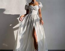 Атласна сукня максі із розрізом на спідниці Атласна сукня максі із розрізом на спідниці | PUSHKA SHOP