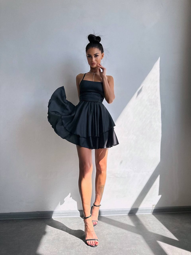 Шовкова сукня  з пишною спідницею та шнурівкою   | PUSHKA SHOP