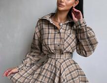 Комплект: сорочка + спідниця у клітинку  Комплект: сорочка + спідниця у клітинку  | PUSHKA SHOP