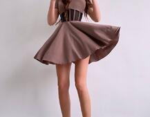 Сукня-міні  з елементами корсету  та спідницею солнцем Сукня-міні  з елементами корсету  та спідницею солнцем | PUSHKA SHOP