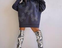 Трендове худі over size із сяючими стразами  | PUSHKA SHOP