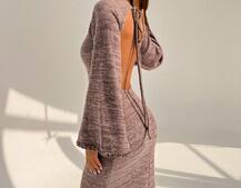 Трикотажна сукня максі з розкльошеними рукавами та відкритою спиною | PUSHKA SHOP