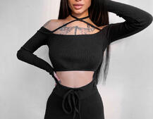 Трикотажный комплект: топ с завязками + леггинсы  Трикотажный комплект: топ с завязками + леггинсы  | PUSHKA SHOP