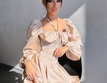 Сукня з корсетом, декорованим бахромою зі страз Ручна робота  Сукня з корсетом, декорованим бахромою зі страз Ручна робота  | PUSHKA SHOP