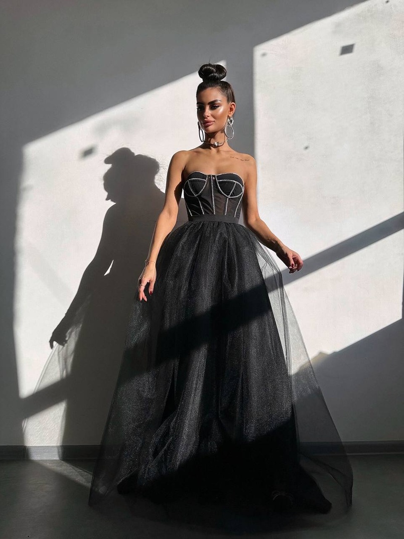 Комплект: корсет бюстьє декорований стразами + пишна спідниця максі  Ручна робота  | PUSHKA SHOP