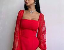 Комплект: блуза з баской + мереживна спідниця-шорти  | PUSHKA SHOP