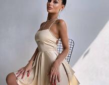 Шовкова сукня  з пишною спідницею та шнурівкою   Шовкова сукня  з пишною спідницею та шнурівкою   | PUSHKA SHOP