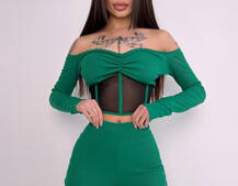 Комплект : штани кльош і топ з елементами корсету  Комплект : штани кльош і топ з елементами корсету  | PUSHKA SHOP