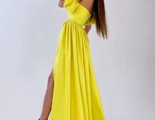 Атласное платье макси с объемными рукавами   Атласное платье макси с объемными рукавами   | PUSHKA SHOP