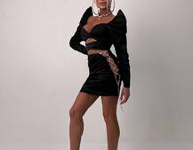 Сукня міні з драпіруванням, декорована стразами  | PUSHKA SHOP