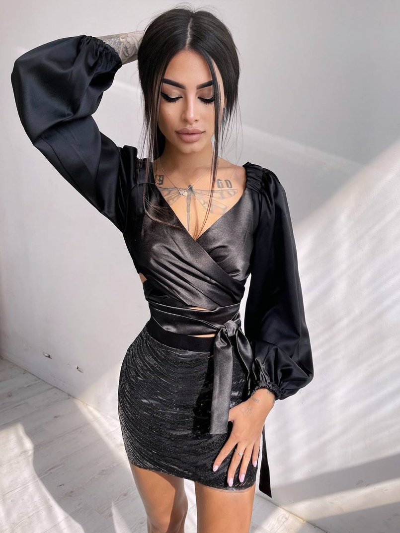 Комплект: топ з об'ємними рукавами + мереживна спідниця Комплект: топ з об'ємними рукавами + мереживна спідниця | PUSHKA SHOP