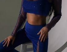 Комплект: топ + штани із сіткою зі стразами  Комплект: топ + штани із сіткою зі стразами  | PUSHKA SHOP