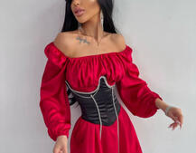 Приталена сукня з шовку  + корсет декорований стразами  Ручна робота  Приталена сукня з шовку  + корсет декорований стразами  Ручна робота  | PUSHKA SHOP