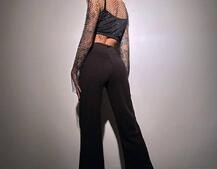 Комплект: топ + штани із сіткою зі стразами  Комплект: топ + штани із сіткою зі стразами  | PUSHKA SHOP