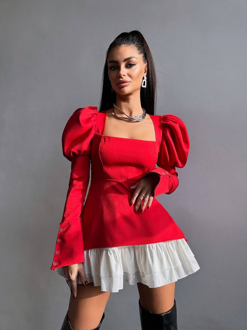 Сукня з об'ємними рукавами + спідниця з воланами Сукня з об'ємними рукавами + спідниця з воланами | PUSHKA SHOP