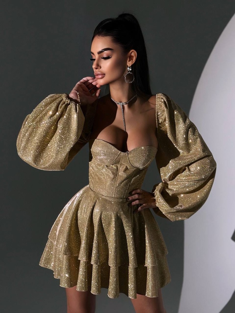 Сяюча корсетна сукня бюстьє з подвійною спідницею  | PUSHKA SHOP