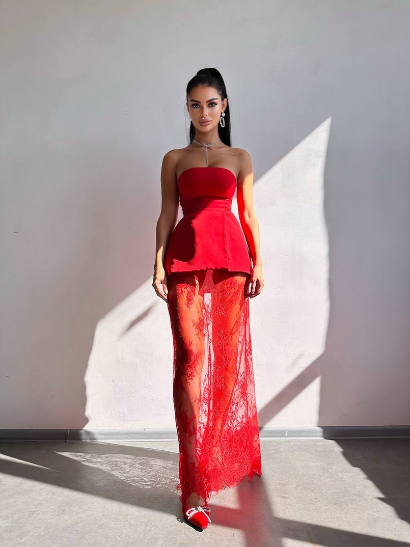 Комплект: піджак + блуза з баской + мереживна спідниця-шорти  Комплект: піджак + блуза з баской + мереживна спідниця-шорти  | PUSHKA SHOP