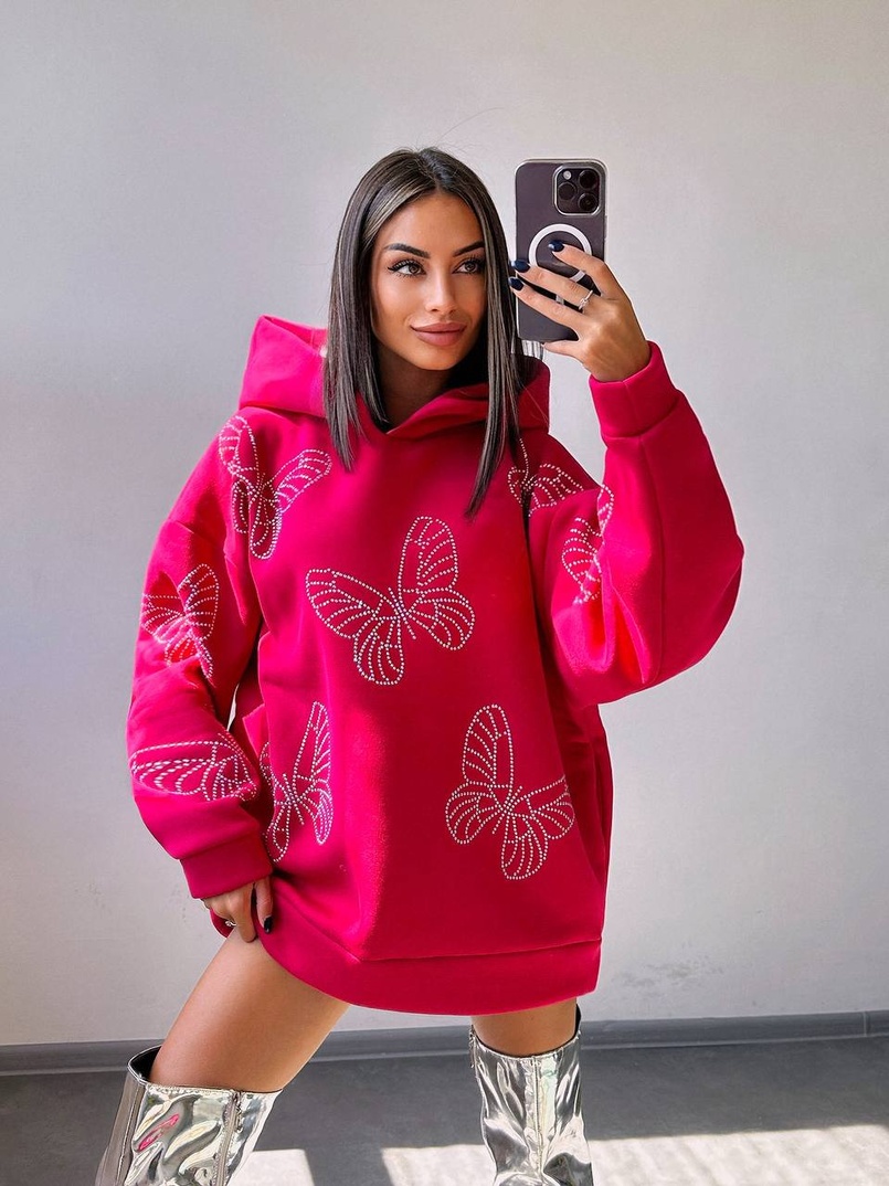 Трендове худі over size із сяючими стразами  Трендове худі over size із сяючими стразами  | PUSHKA SHOP