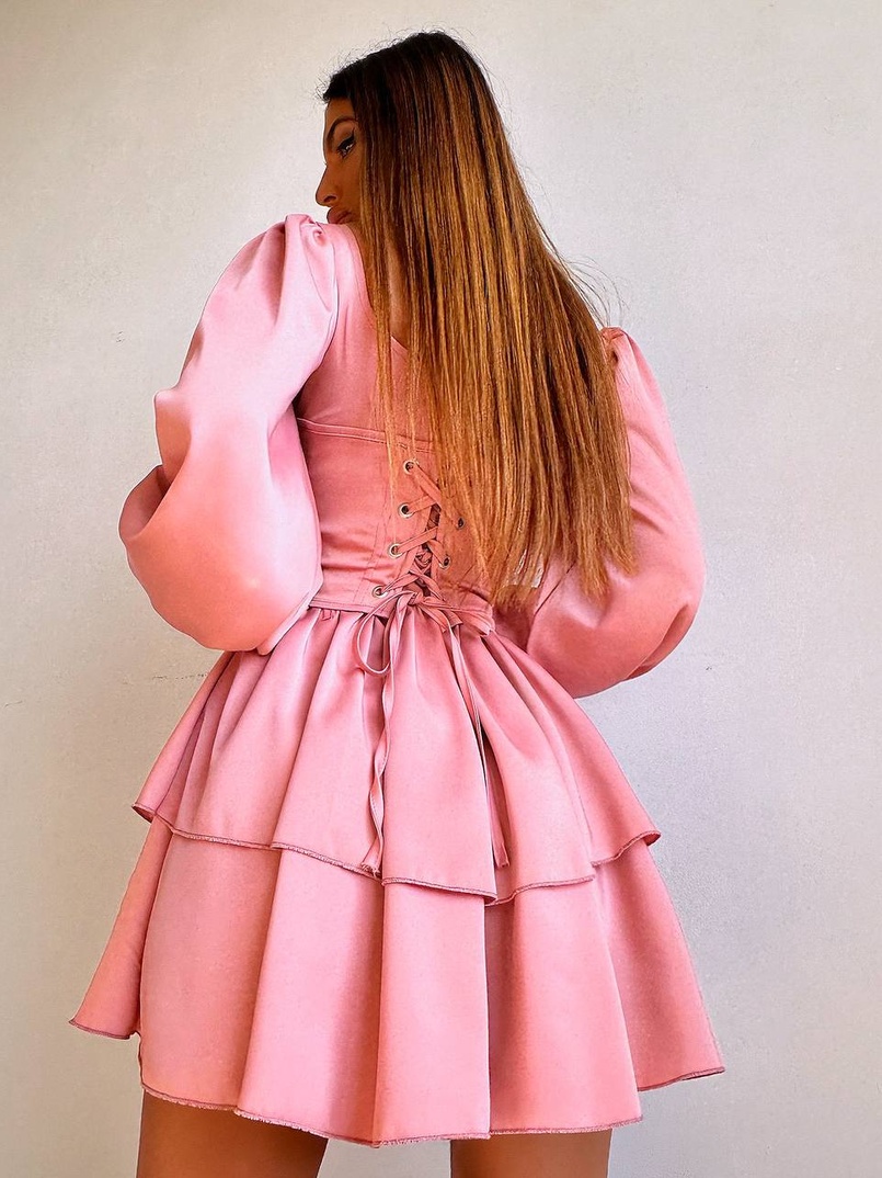 Комплект: сукня з подвійною спідницею + корсет, декорований стразами    Комплект: сукня з подвійною спідницею + корсет, декорований стразами    | PUSHKA SHOP