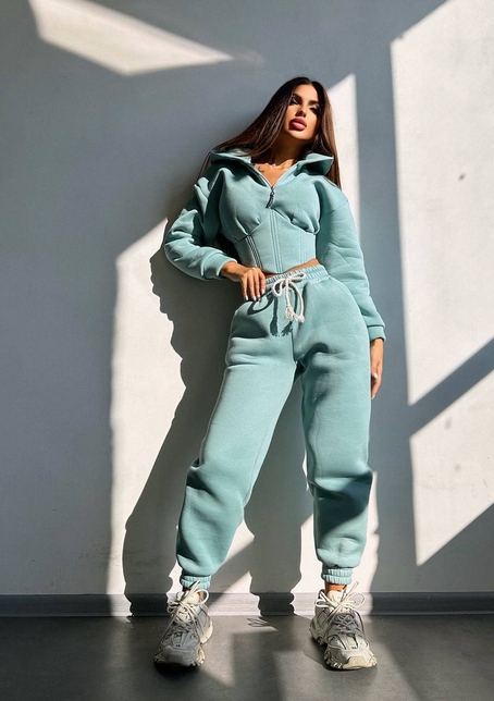 Комплект на флісі : худі з елементами корсету + штани  | PUSHKA SHOP