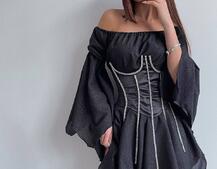 Шифонова сукня на підкладці з розкльошеними рукавами з асиметричною спідницею + корсет декорований стразами Ручна робота! Шифонова сукня на підкладці з розкльошеними рукавами з асиметричною спідницею + корсет декорований стразами Ручна робота! | PUSHKA SHOP