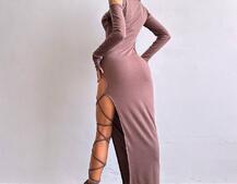 Трикотажна сукня з зав’язкою на ніжку   | PUSHKA SHOP