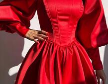 Сукня з обʼємними рукавами та спідницею балоном  Сукня з обʼємними рукавами та спідницею балоном  | PUSHKA SHOP