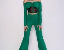 Комплект : штани кльош і топ з елементами корсету  Комплект : штани кльош і топ з елементами корсету  | PUSHKA SHOP