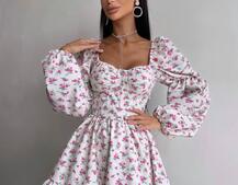Сукня з квітковим принтом з воланами на ґудзиках  Сукня з квітковим принтом з воланами на ґудзиках  | PUSHKA SHOP
