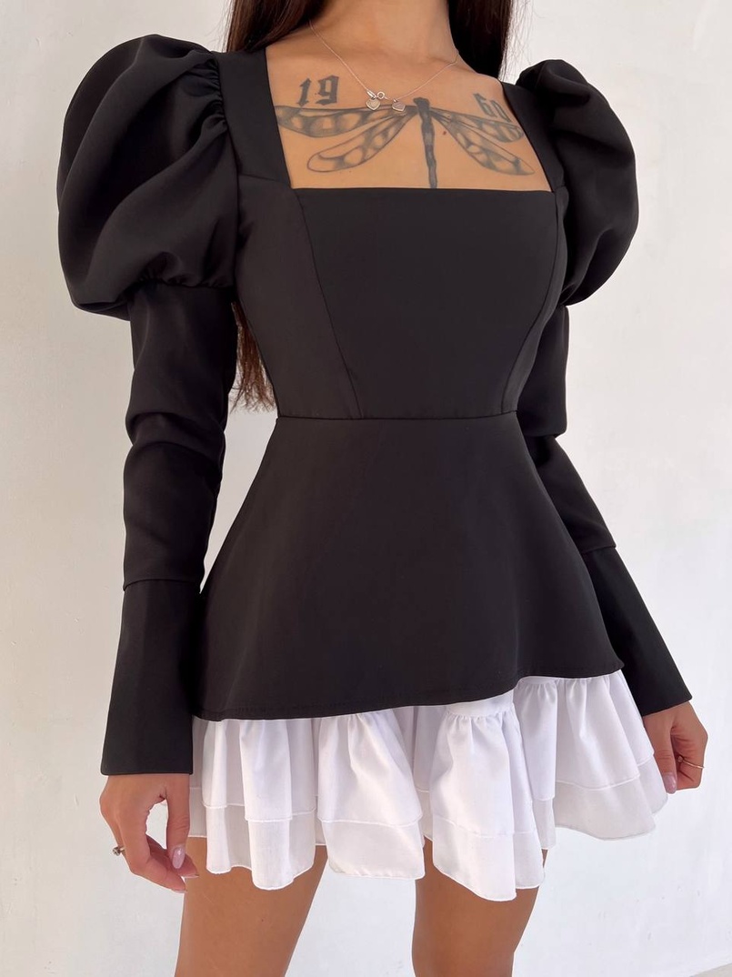 Сукня з об'ємними рукавами + спідниця з воланами Сукня з об'ємними рукавами + спідниця з воланами | PUSHKA SHOP