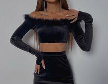 Оксамитовитовий комплект з пір‘ям  | PUSHKA SHOP