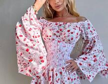 Сукня з асиметричною спідницею та розкльошеними рукавами + корсет  Сукня з асиметричною спідницею та розкльошеними рукавами + корсет  | PUSHKA SHOP