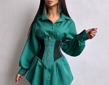 Приталена сорочка + корсет з блискавкою  Приталена сорочка + корсет з блискавкою  | PUSHKA SHOP