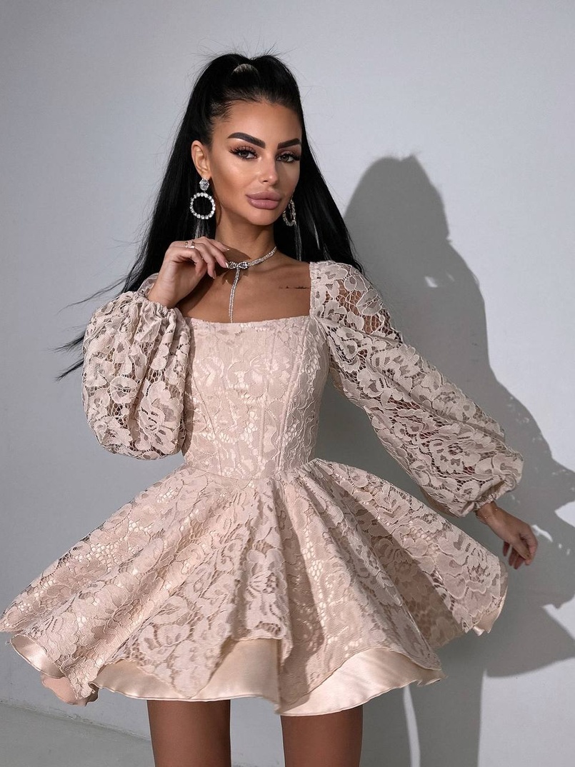 Мереживна сукня з корсетним верхом та пишною подвійною спідницею  Мереживна сукня з корсетним верхом та пишною подвійною спідницею  | PUSHKA SHOP