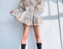 Сукня з квітковим принтом з воланами на ґудзиках  | PUSHKA SHOP