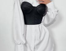 Приталена сукня-сорочка+корсет з еко-шкіри с крокодиловим ефектом Приталена сукня-сорочка+корсет з еко-шкіри с крокодиловим ефектом | PUSHKA SHOP