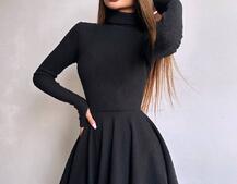 Трикотажна сукня міні із спідницею сонцем     | PUSHKA SHOP