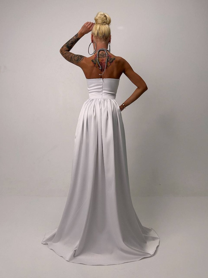 Атласна сукня максі із шнуром зі стразами  Атласна сукня максі із шнуром зі стразами  | PUSHKA SHOP