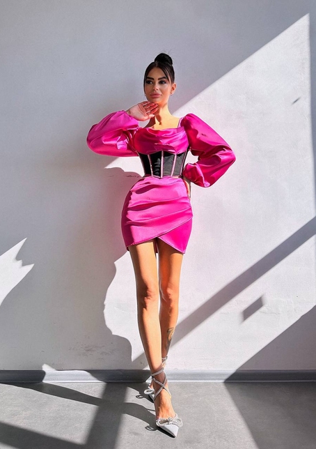 Комплект: корсет, декорований стразами + спідниця міні з драпіруванням   Ручна робота  | PUSHKA SHOP