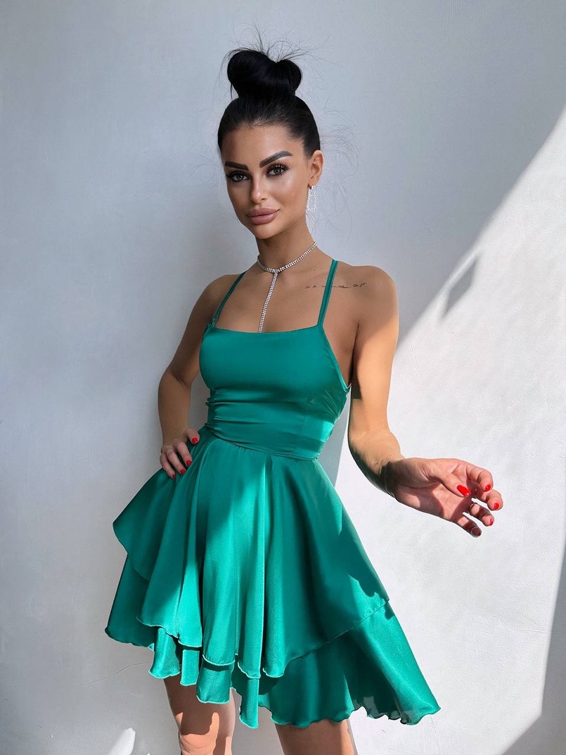 Шовкова сукня  з пишною спідницею та шнурівкою   | PUSHKA SHOP